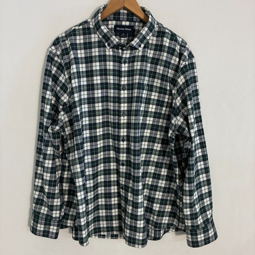 Mizzen+Main City Flannel Shirt Mens 2XL Plaid Button Down Classic Preppy Cabin